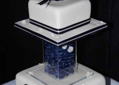 Wedding Cakes - Ivory and Navy Square Wedding Cake